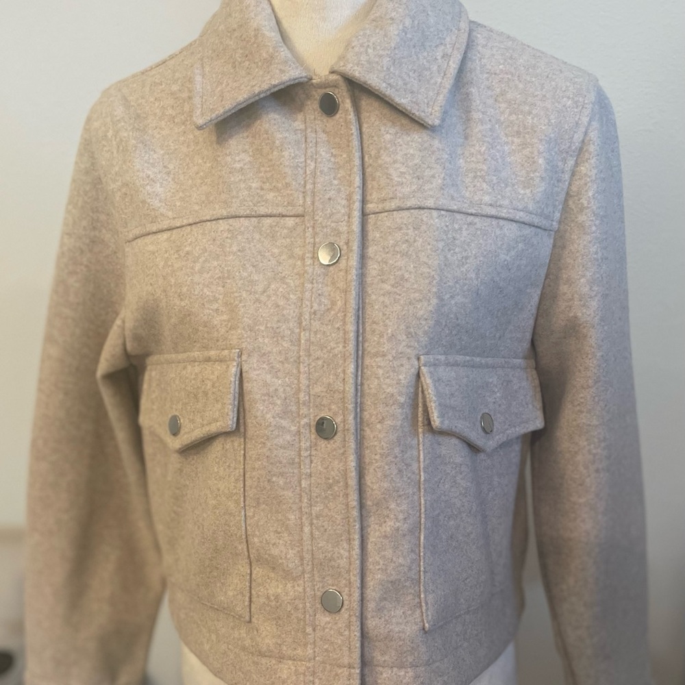 Zara Tan Utility Jacket Wool-Blend